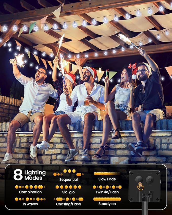 Brightown 2-Pack 120 LED 72 FT Solar String Lights Outdoor, Waterproof Solar Powered Patio Lights with 8 Lighting Modes for Garden Yard Porch Wedding Party Decor (Pure White)