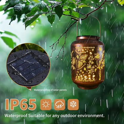 Solar Lantern Outdoor Waterproof Cardinal Style Garden Decoration, Solar Lamp Carved with Elegant Birds and Flowers, Suitable for Courtyards, Backyards, and Porches.