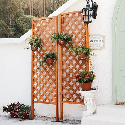 2-Pack Wooden Garden Trellis Panels – 72" H x 24" W Climbing Plant Support Screen for Outdoor Vines, Roses & Vegetables – FSC Fir Wood, Weather-Resistant, Lattice Privacy Fence