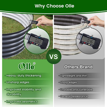 Olle 17" Tall, 42" Round Galvanized Raised Garden Bed Kit,Metal Raised Planter Boxes Outdoor DIY Raised Garden Beds Outdoor for Vegetables,3.5 * 3.5 * 1.4Ft,Midnight Grey