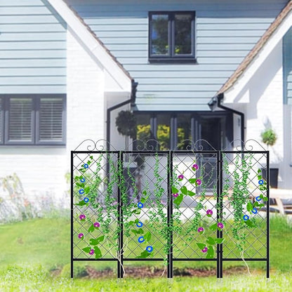 Zhongma 2 Pack Metal Garden Trellises for Climbing Plants, 53.5 Inch Tall Metal Fence Plant Support Trellis for Flower and Vagetable