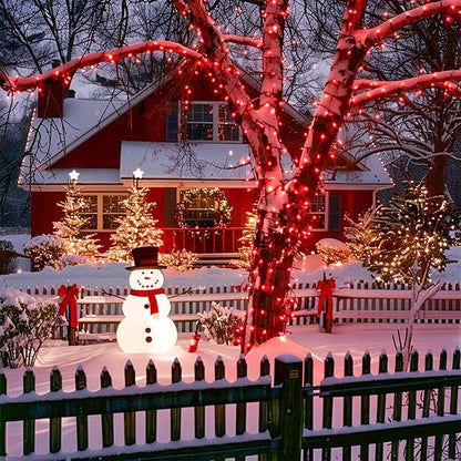 JMEXSUSS 2 Pack Red Christmas Lights, Total 400 LED 151FT Red Solar Lights Outdoor Waterproof, 8 Modes Solar String Light for Outside Yard Patio Garden Tree Decorations