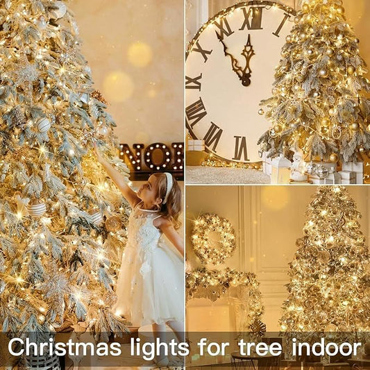 suddus Christmas Lights Outdoor, 66 ft 200 LED Plug in Warm White Fairy String Lights with Remote, Twinkle Lights for Bedroom, Indoor, Tree, Dorm, Wedding, Outside, Backyard Decorations