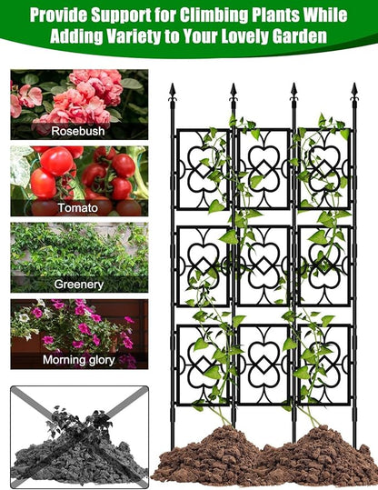 80" Garden Trellis for Climbing Plants, Kalolary Screen Plant Trellis Frame for Potted Plants Rustproof Plant Support Thicken Cucumber Trellis Grow Support for Vines Flowers Vegetable Indoor Outdoor