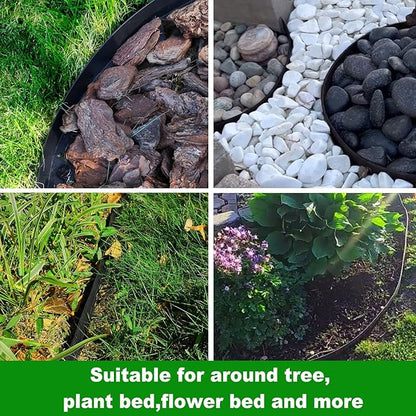 Hugeleaf Landscape Edging 2 Inch Tall, 30 Feet Garden Edging Border with 30pcs Stakes, Plastic Edging for Landscaping,Lawn,Flower Beds, Paver Edging (Black)