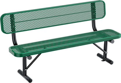 Heavy Duty Park Bench for Outside, Metal Park Bench with Back Portable Frame, Outdoor Steel Mesh Garden Bench with Backrest for Garden, Lawn, Patio, Porch, Park, Yard (Green, 6FT/73INCH)