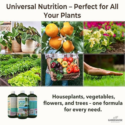 Organic Liquid Plant Food for Indoor Houseplants – All Purpose Fertilizer for Potted Plants, Vegetables, Succulents, Orchids, Roses – Miracle Growth with Mycorrhizae (8 oz)