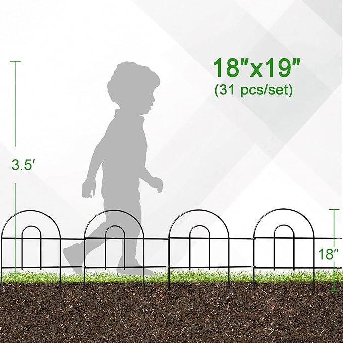 Decorative Black Garden Border Fence 18inX50ft Metal Wire Edging Flower Bed Folding Fences Panel Outdoor Garden Fencing Patio Edge Landscape for Yard