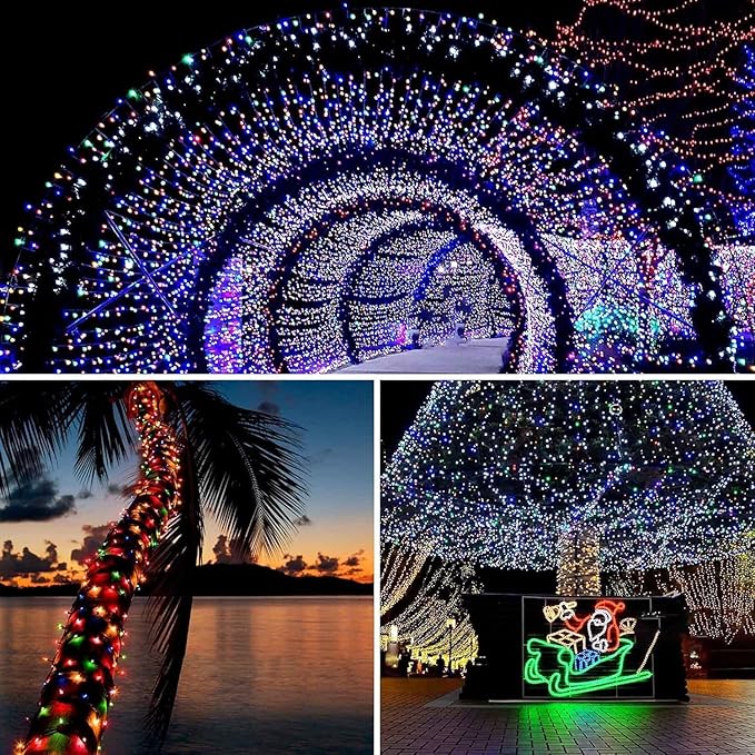 4 Pack Solar Chrismas Lights Outdoor, 170 FT Total 480 LED Solar String Lights for Outside with 8 Modes & Memory Function, Waterproof Twinkle Light for Xmas Tree Yard Party Decorations (Multicolor)