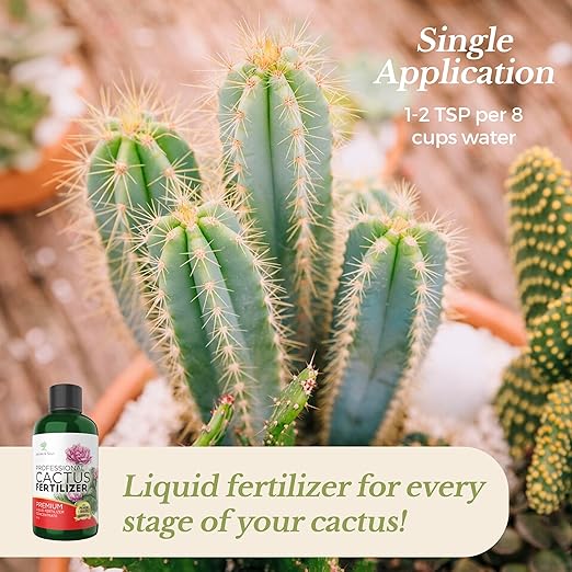 Professional Liquid Cactus Plant Fertilizer | 3-1-2 Concentrate for Flowering Plants | Multi-Purpose Blend & Gardening Supplies | 8 oz Bottle