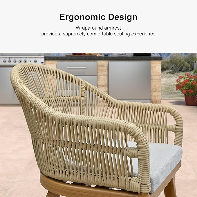 PURPLE LEAF 5 Pieces Patio Dining Set with Outdoor Aluminium Dining Table and Woven Chairs Modern Metal Furniture Cushions Sets for Garden Yard Indoor Decor Kitchen Teak