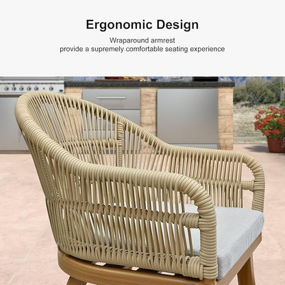 PURPLE LEAF 5 Pieces Patio Dining Set with Outdoor Aluminium Dining Table and Woven Chairs Modern Metal Furniture Cushions Sets for Garden Yard Indoor Decor Kitchen Teak