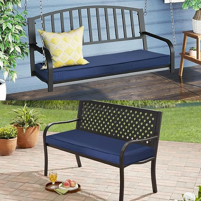 Outdoor Bench Cushion 48x18x3 Inch with Ties, Thick Waterproof Porch Swing Cushions for Patio Furniture Chair Pad, Seat Sofa Garden Replacement Cushion Sponge Filling