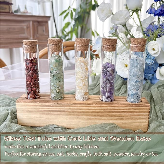 KAXYEW Glass Test Tubes with Cork Stoppers, Small Clear Glass Test Tube Plants Propagation Station for Scientific Experiments, Plant Cuttings Handmade Crafts Party Candy Storage