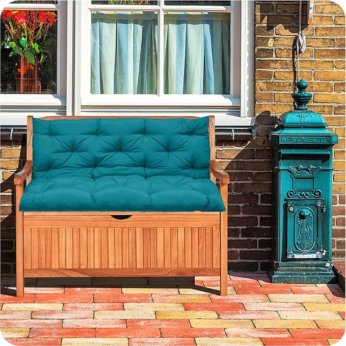 Replacement Cushions for Outdoor Swing, Outdoor Cushions for Patio Furniture with Backrest, Waterproof Thicken 4" porch swing cushions, for Outdoor Patio Garden Furniture(Lake blue 40 * 47 in)