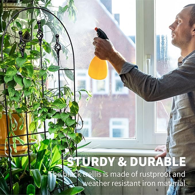 48" H x16 W Trellis,Black Garden Metal Vine Sturdy Trellises for Outdoor Climbing Plants Support Structures B (121cm) 2Pack