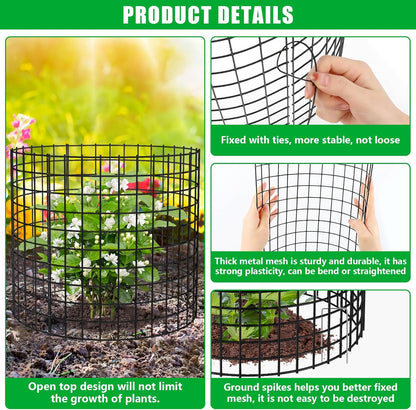 10 Pack Plant Protector from Animals, 13x12 inch Wire Plant Cages Mesh Plant Cage Garden Plant Protector, Sturdy Bunny Barricades Chicken Wire Cloche Plant Protectors for Keeping Bunny Animals Out