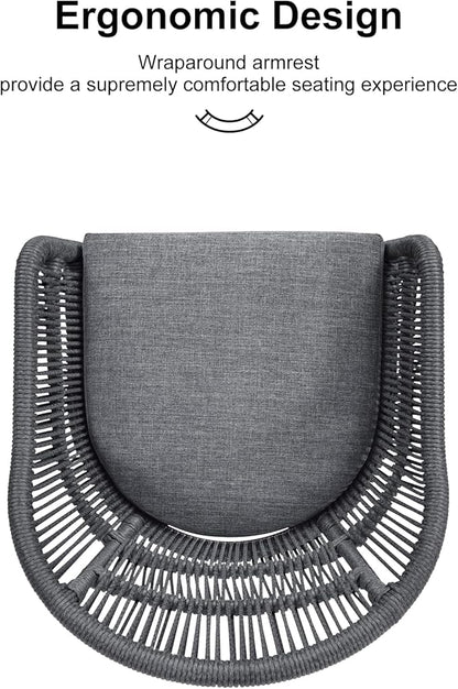 PURPLE LEAF 9 Pieces Patio Dining Set with Outdoor Aluminium Dining Table and Woven Rattan Chairs Modern Metal Furniture Cushions Sets for Garden Yard Indoor Decor Kitchen Gray