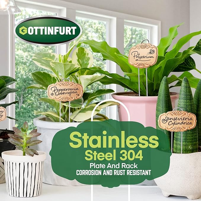 Updated Metal Plant Labels for Garden, 25 Pack Stainless Steel DIY Plant Markers Waterproof for Flowers Pots, Vegetables, Seedlings, Seed (Gold Rose)