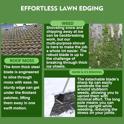 84" Garden Shovel Cleaning Floor Scraper, Weed Removal Tool, Long Handle with Heavy Duty Sharp Blade for Ice Roof Back Yard Sidewalk Grass Walls Glass Tile Painting Stripping Tools