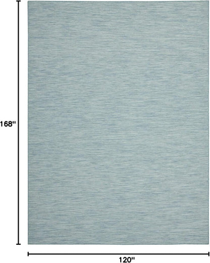 Nourison Positano Indoor/Outdoor Aqua 10' x 14' Area Rug, Easy Cleaning, Non Shedding, Bed Room, Living Room, Dining Room, Backyard, Deck, Patio (10x14)