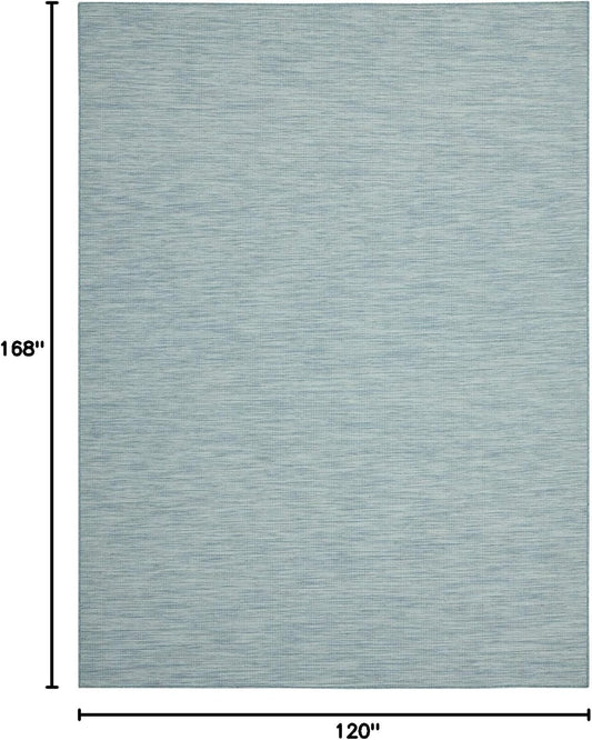 Nourison Positano Indoor/Outdoor Aqua 10' x 14' Area Rug, Easy Cleaning, Non Shedding, Bed Room, Living Room, Dining Room, Backyard, Deck, Patio (10x14)