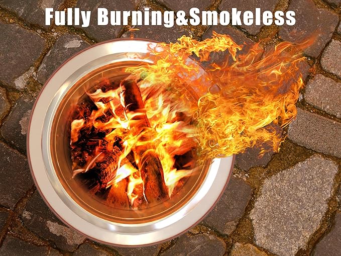 20'' Smokeless Firepit,304 Stainless Steel Outdoor fire Pit,Smokeless Fire Pits for Outside with Carry Bag for Camping Backyard, Fire Pit Wood Burning Stove