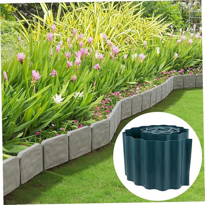 2 Rolls Flexible Plastic Garden Fence Lawn Edging Borders for Flower Beds Lightweight Landscape Border Kit with Curved and Straight Installation Pastoral Garden Decoration