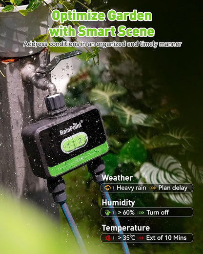 RainPoint WiFi Water Timer for Garden Hose, 2-Zone Smart Sprinkler Timer, WiFi Irrigation Controller, Automatic Watering System for Lawns and Yard