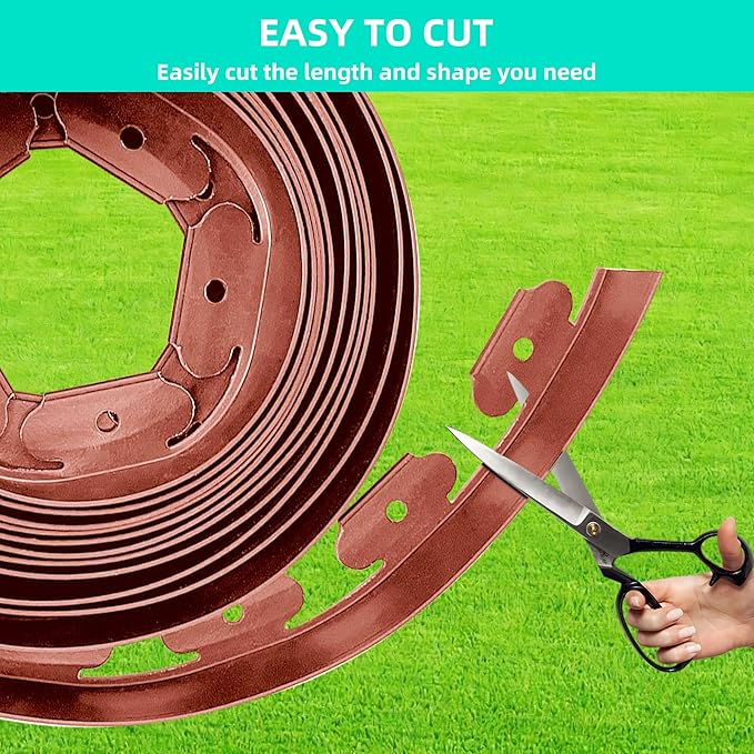 Landscape Edging Coil 66 FT, 2 Inch Tall Garden Edging Border Flexible Lawn Edging Kit with 60 Spikes, Plastic Edging for Landscaping Flower Beds Yard Pathway Paver Edging (2IN x 66FT, Brown)