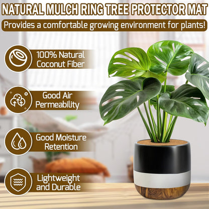 ZeeDix 20 Pack 12 Inch Coconut Fiber Mulch Ring, 100% Natural Coco Coir Tree Ring Mulch Mat Plant Protector Mat, Coconut Coir Discs Plant Pot Soil Cover for Indoor Outdoor Plants, Garden Decoration