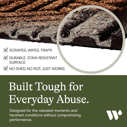 WaterHog Indoor/Outdoor Door Mat, 2' x 3', Made in USA, Durable & Skid-Resistant Front Door Rug, Decorative, Water-Trapping & Heavy-Duty Entryway Mat for Your Home, Boxwood Collection, Dark Brown