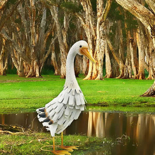 Metal Duck Garden Statue Outdoor Duck Decor Yard Art Sculpture for Home Lawn Backyard Porch Patio Decoration