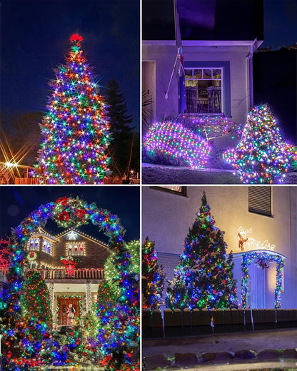 Twinkle Star 2 Pack Solar Christmas Lights Outdoor, Total 80 FT 240 LED Solar Powered Christmas Fairy Lights Waterproof with 8 Modes for Patio Garden Party Backyard Wedding Decorations Multicolor