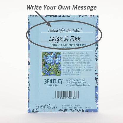 Bentley Seed Co. Thank You Packet - Help Us Grow Forget Me Not - 25 Seed Packets - Perfect Eco-Friendly Thank You Gift - Non GMO Seeds, Blue