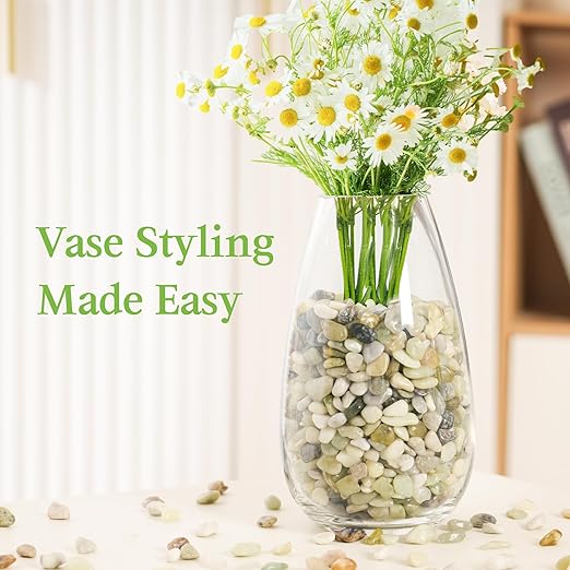 SIDONG 5 LB Jade Pebbles, 2/5 Inch Natural Decorative Polished Jade Stones, Jade River Rocks for Succulents, Cactus, Vases, Indoor Plants, Garden Landscaping, Bamboo