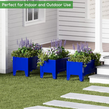 Raised Garden Bed with Low Profile Design Metal Planter Box for Growing Fresh Herbs Vegetables Flowers Succulents&Other Plants for Outdoor Backyard Patio Deck Balcony Blue