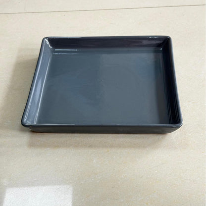 Square Plant Saucer 10 Inch 1 Pack，Plant Trays for Pots, Gray Ceramic Plant Saucers for Indoors Outdoors, Plant Drip Tray 4 6 8 10 12 14 Inch