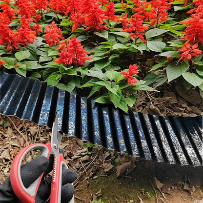 Metal Landscape Edging Border,8 inch × 40 feet Corrugated Garden Edging for Flower Bed,Lawn (Black, 8 Inch × 40FT)