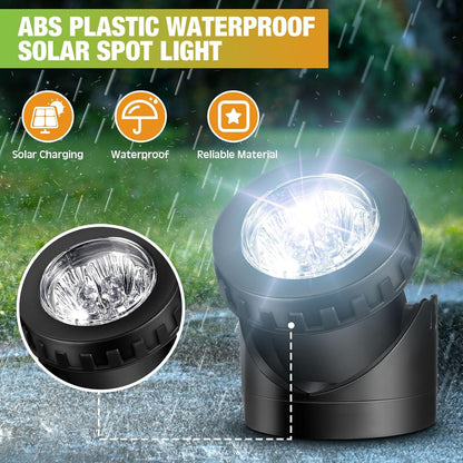 2 Sets Solar Spot Lights Outdoor 10.2ft Cable Landscape Lights Solar Spotlight Lawn Lights Solar Pond Lights Auto On/off 6 LED Waterproof Adjustable for Garden Yard Pool