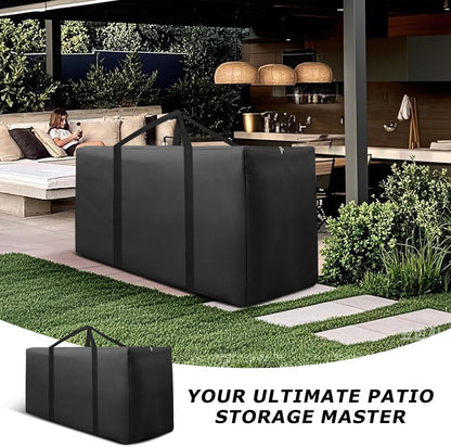 Extra Large Patio Outdoor Cushion Storage Bag Waterproof 68" L x 30" W x 20" H Outdoor Cushion Furniture Storage Bag with Handle and Protective Zipper (Black, 1 Pack)