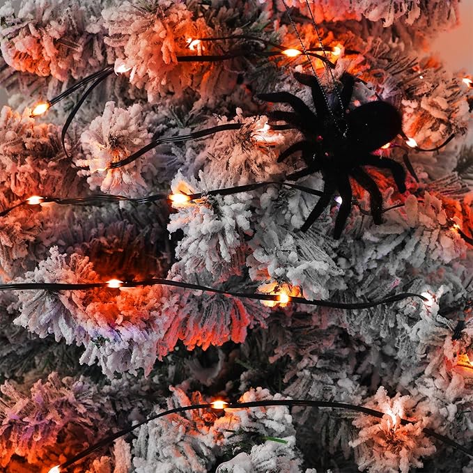 WATERGLIDE Extra Long 328 FT Halloween Lights, 1000 LED Outdoor Fairy String Light, Green PVC Copper Wire Christmas Lights, Plug in 8 Modes & Waterproof for Tree Party Home Yard Decor, Orange