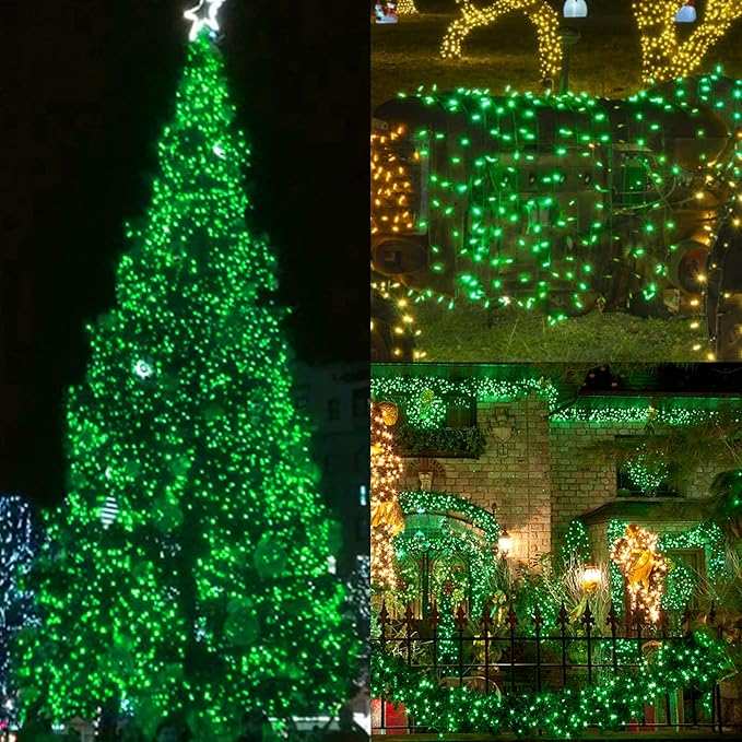 Christmas String Lights, 150 Count 33 FT Incandescent Mini Green Wire Fairy Light, 120V UL Certified Connectable St Patricks Day Tree Lights for Patio, Holiday, Party, Outdoor Indoor Decoration, Green