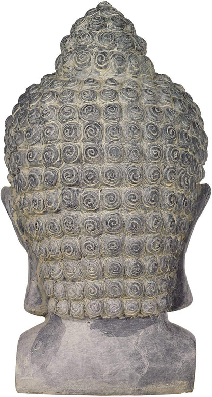 John Timberland Meditating Buddha Head Statue Sculpture Zen Asian Japanese Garden Decor Outdoor Front Porch Patio Yard Outside Home Balcony Gray Weathered Faux Stone Finish Resin 18 1/2" Tall