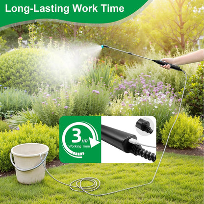 23.6" Battery Powered Sprayer Wand, 2025 Upgraded Electric Sprayer Telescopic Wand with 3 Spray Forces, Battery Indicator, 16.4FT Hose, 3 Mist Nozzles for Lawn and Garden