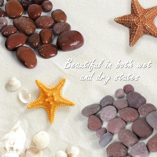 20LB Smooth Pebbles River Rocks for Landscaping, 100% Natural Hand-Picked Premium Decorative Pebbles, Ideal for Garden Landscaping, Home Decor, Aquariums, Painting, Crafting and Gifts, Red …