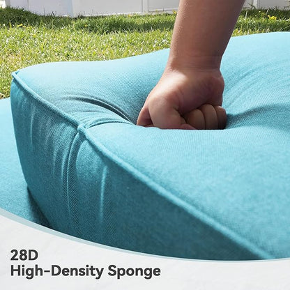 Luxury 6" Outdoor Cushions for Patio Furniture, 24x24x6" Thick Seat Cushion Set of 10, Fade Resistant Couch Chair Replacement Cushions High Density Deep Wicker Chair Cushion w/ Removable Cover, Teal