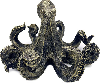 10 Inch Octopus Vintage Statue Sculpture Frgurine Gift for Home Office Living Room Desktop Display Decor Decorative (Gold)