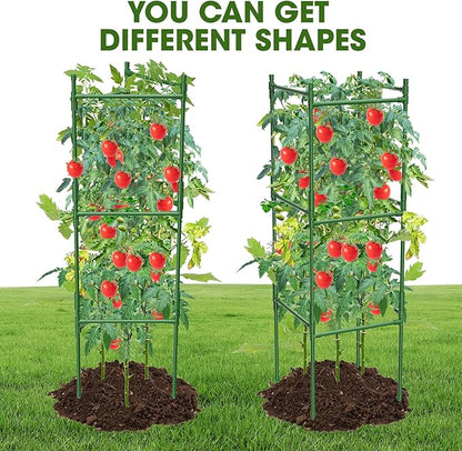 3 Pack Tomato Cage,Tomato Cage for Raised Garden Bed, 48'' Tall Tomato Trellis Triangle or Square Cages for Garden,Pots, Plant Cages & Supports（Green, Extra Bold ）