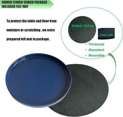 Ceramic Plant Saucer Blue Deep Glazing Pot Tray - 15 inch1 Pack, Planter Saucers Water Drip Trays for Indoors Outdoor, Thick Durable Sturdy Flower Pot Saucers for Glazing Pots Base, (15"/13.5"-Size)